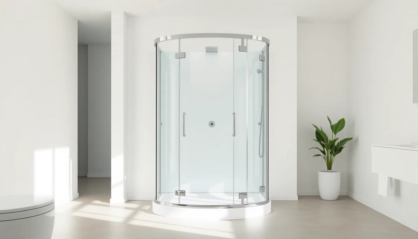 sonni Duschkabine in einem modernen Badezimmer mit elegantem Design und klaren Linien präsentieren.