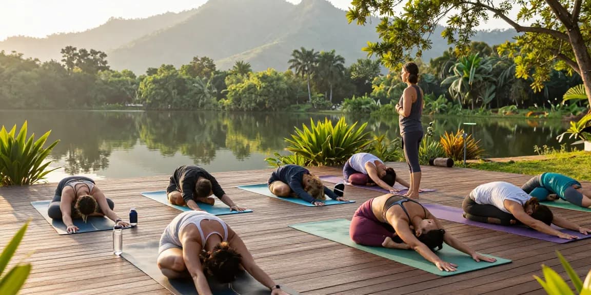 Immerse in yoga courses Sri Lanka at Lanka Yoga with serene training at Koggala Lake.