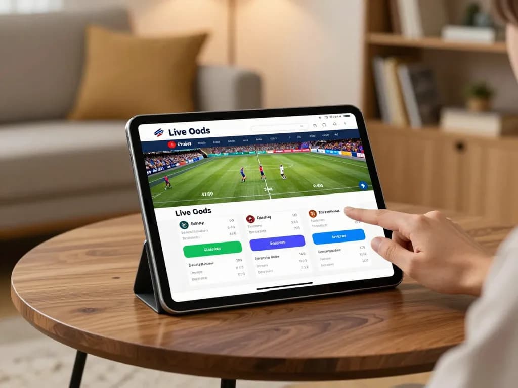 Engage in live sports betting through tg88-lc's dynamic online platform on a tablet, showcasing exciting odds updates.