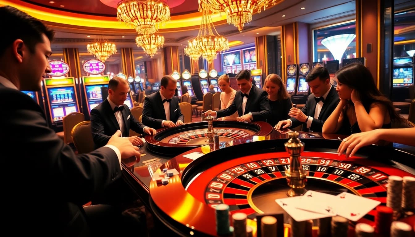 Vivez l'excitation du meilleur casino en ligne avec des joueurs profitant de la roulette et d'une atmosphère de jeu dynamique.