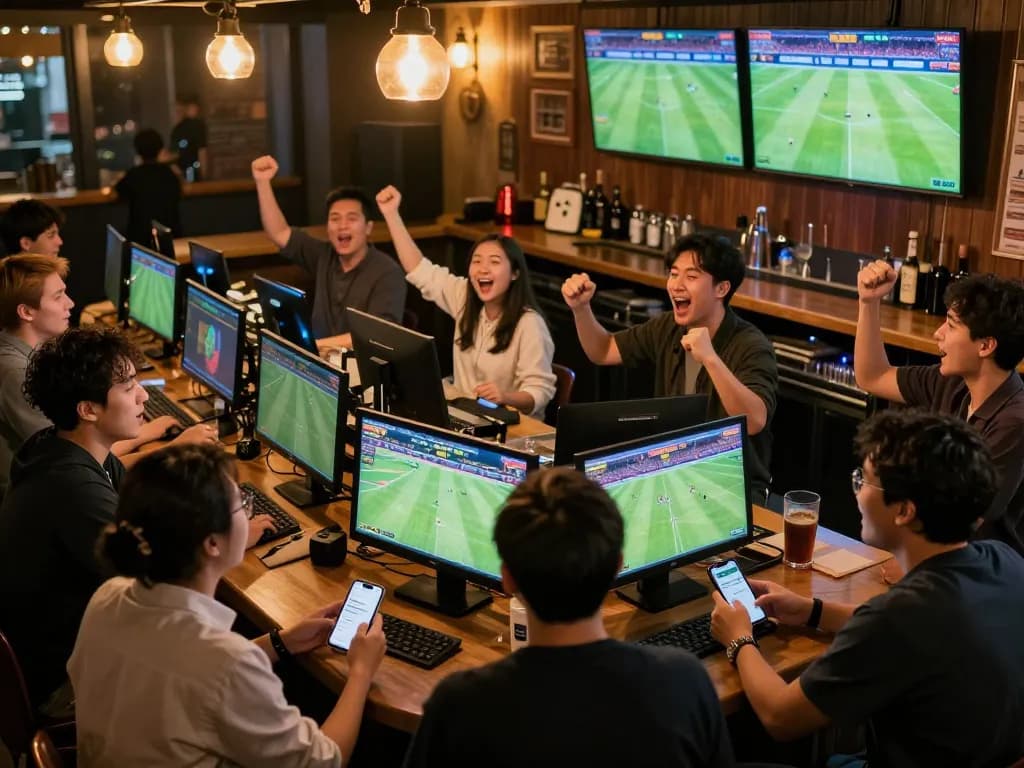 Kqbd mới nhất hôm nay shown through sports betting excitement with fans cheering in bar