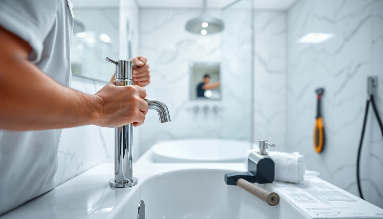 Professionelles Badezimmerdesign in Aktion von sonni sanitär GmbH zeigt erstklassige Sanitärinstallationen und Eleganz.