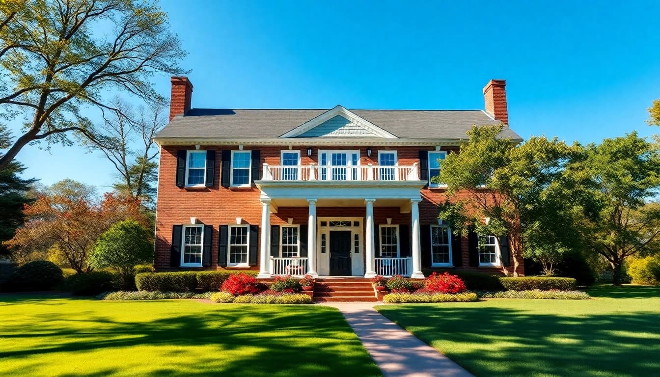 Visualize a stunning colonial home build with scenic landscaping and bright natural light.