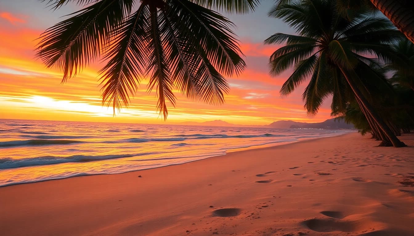 Find out the best time to visit Cabo with a captivating sunset over the beach.