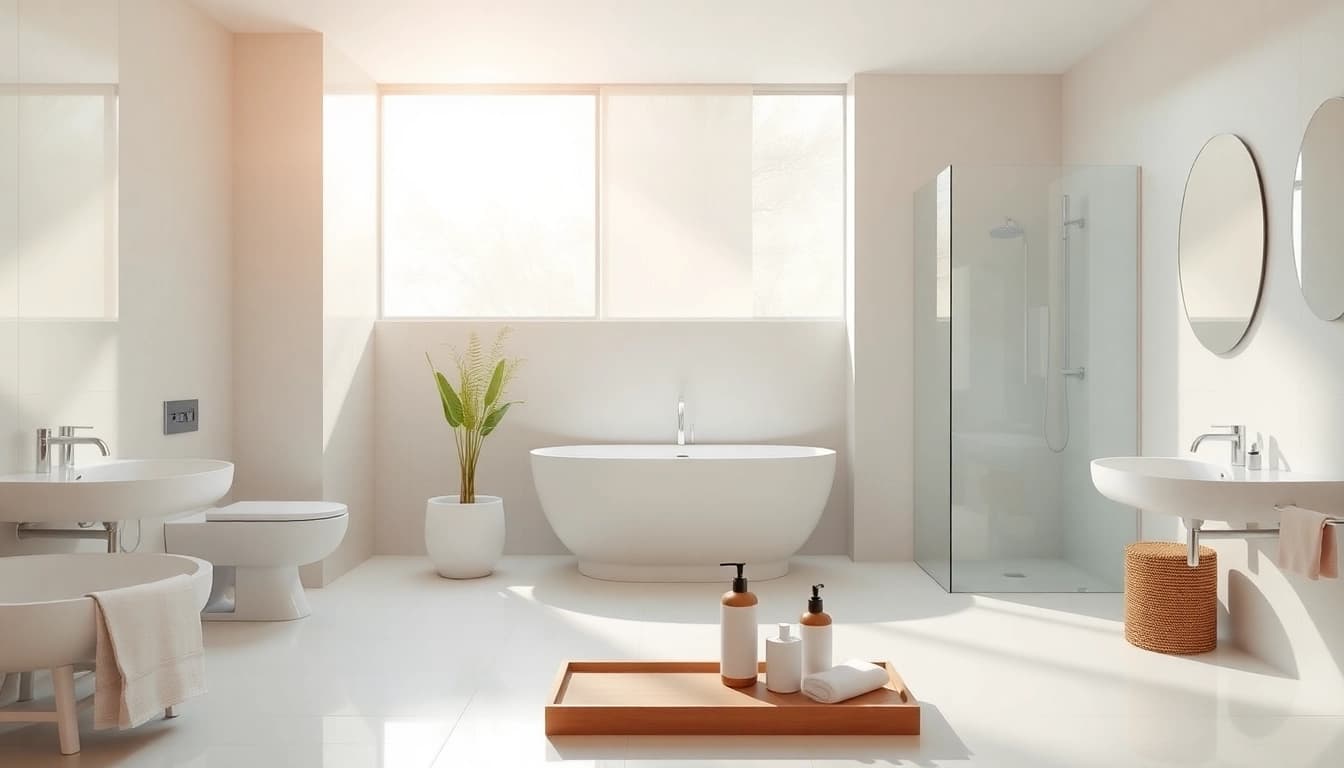 Erlebe die elegante sonni Duschkabine in einem modernen Badezimmer mit hellen Farben.