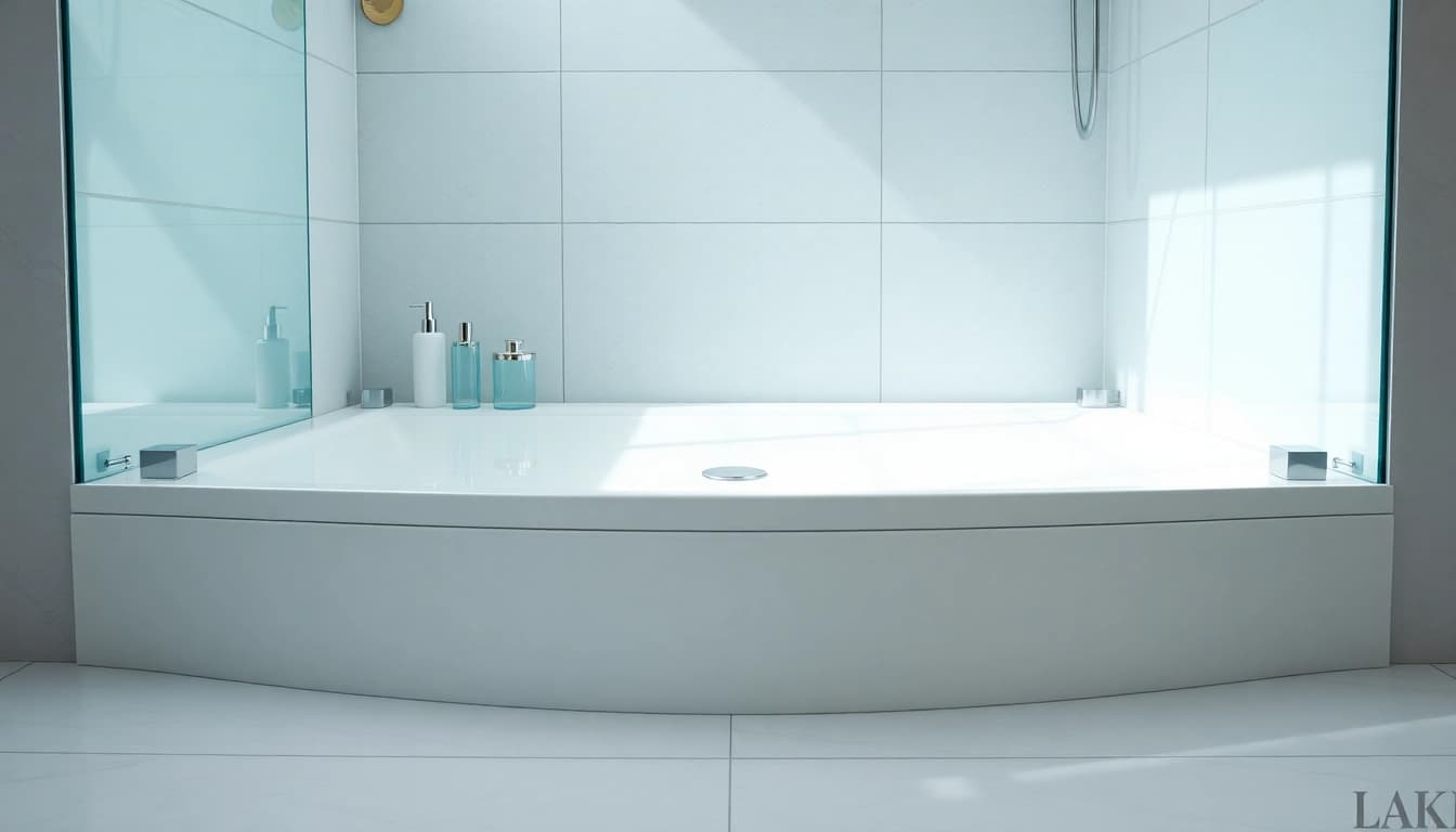 Showcasing a sleek and modern shower base in a stylish bathroom design.