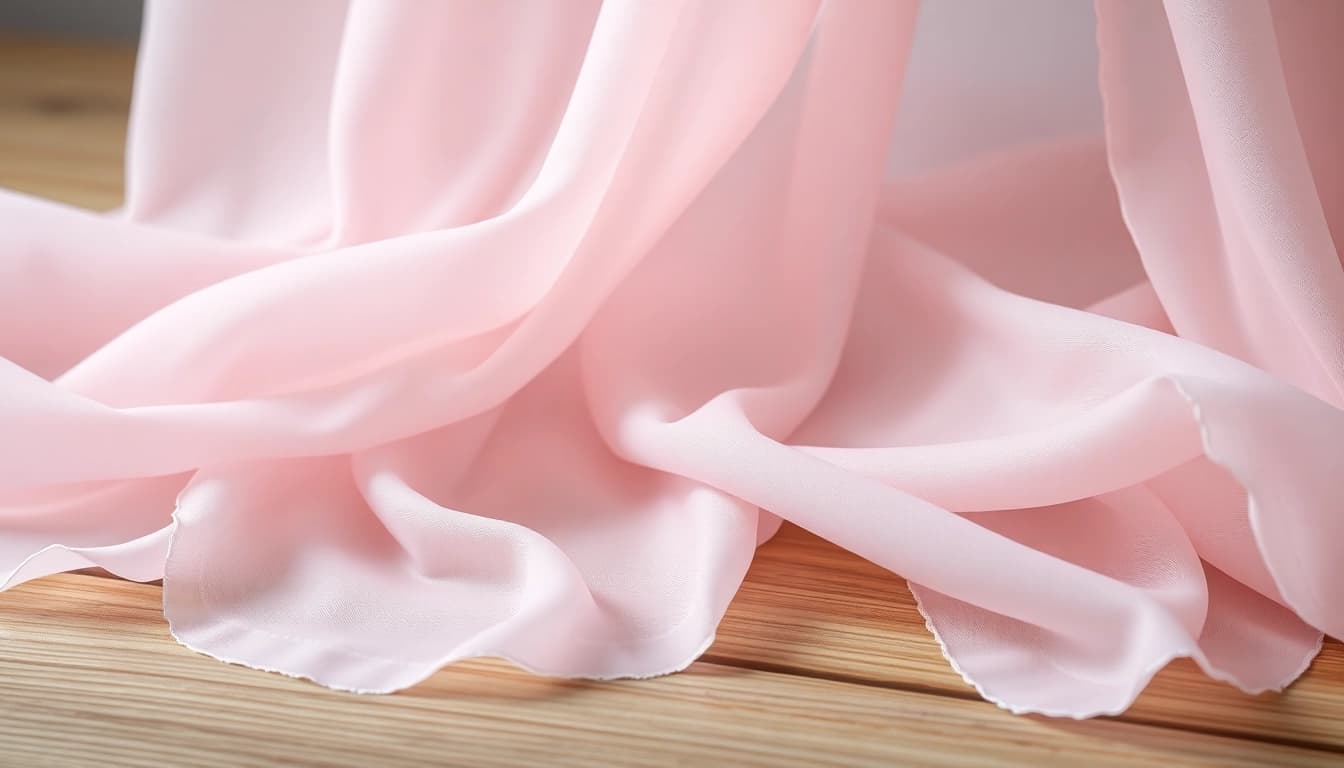 Chiffon stof met elegante, zachte textuur die de elegantie van mode benadrukt.