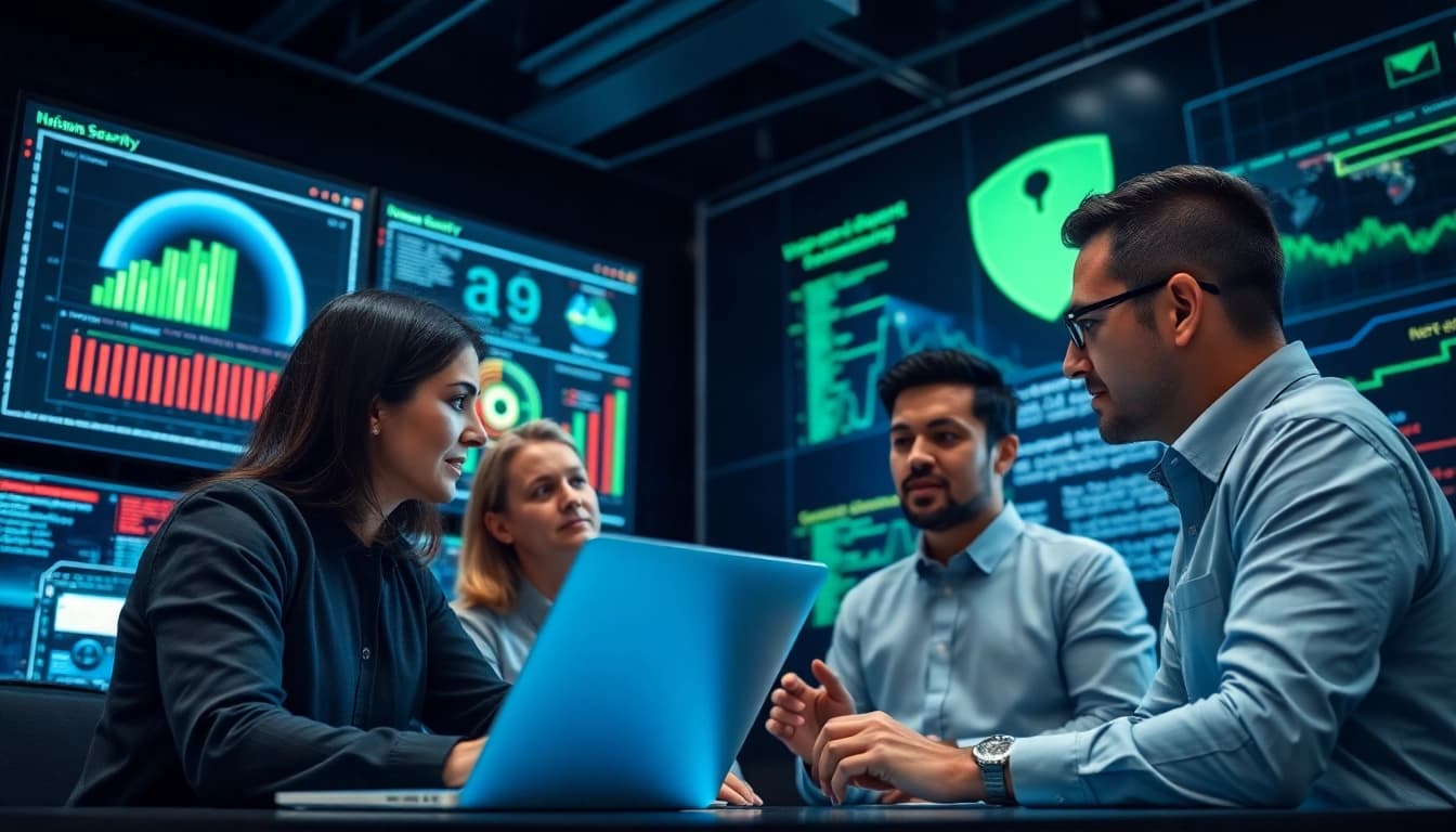 Engaging cybersecurity team showcases cirt activities in a professional environment, highlighting collaboration.