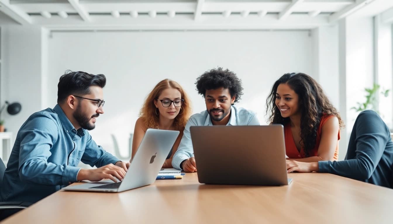 Developers at a web development company collaborating on innovative digital projects.