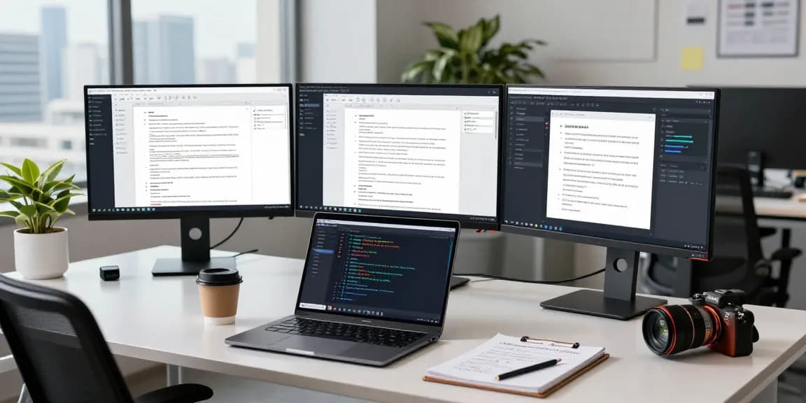 Data analyst detecting fraud in PDF documents using advanced AI technology in a modern office.