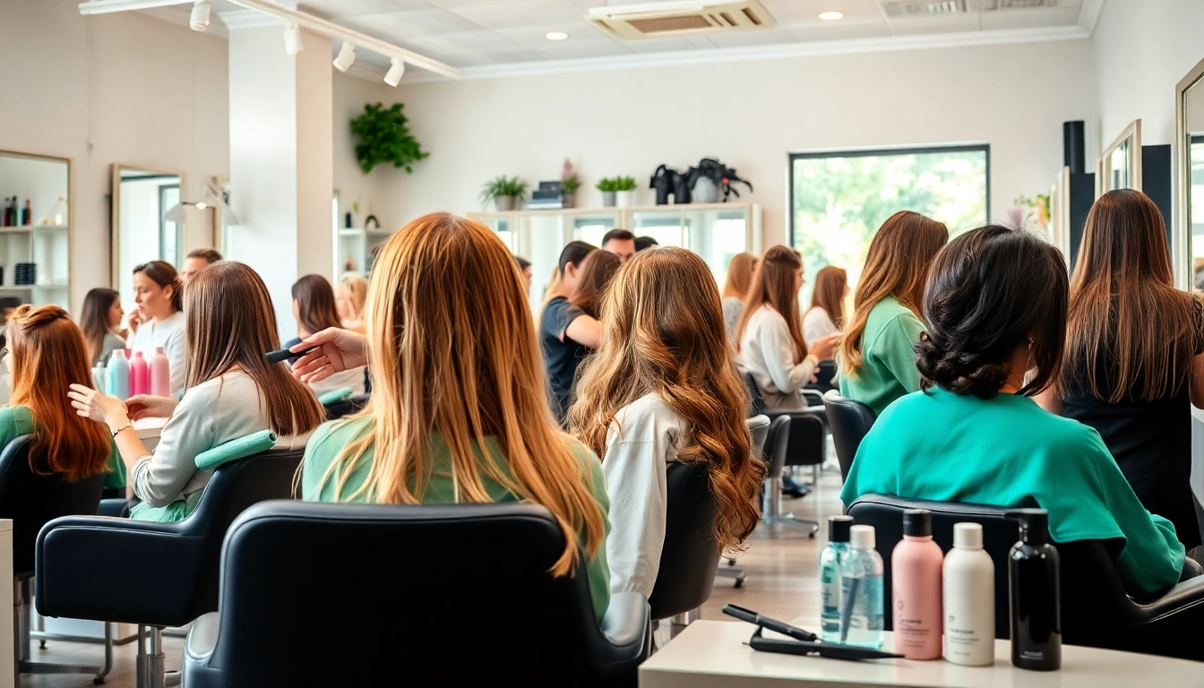 Salon coafura Craiova cu stilisti talentati pregatind coafuri pentru clienti.