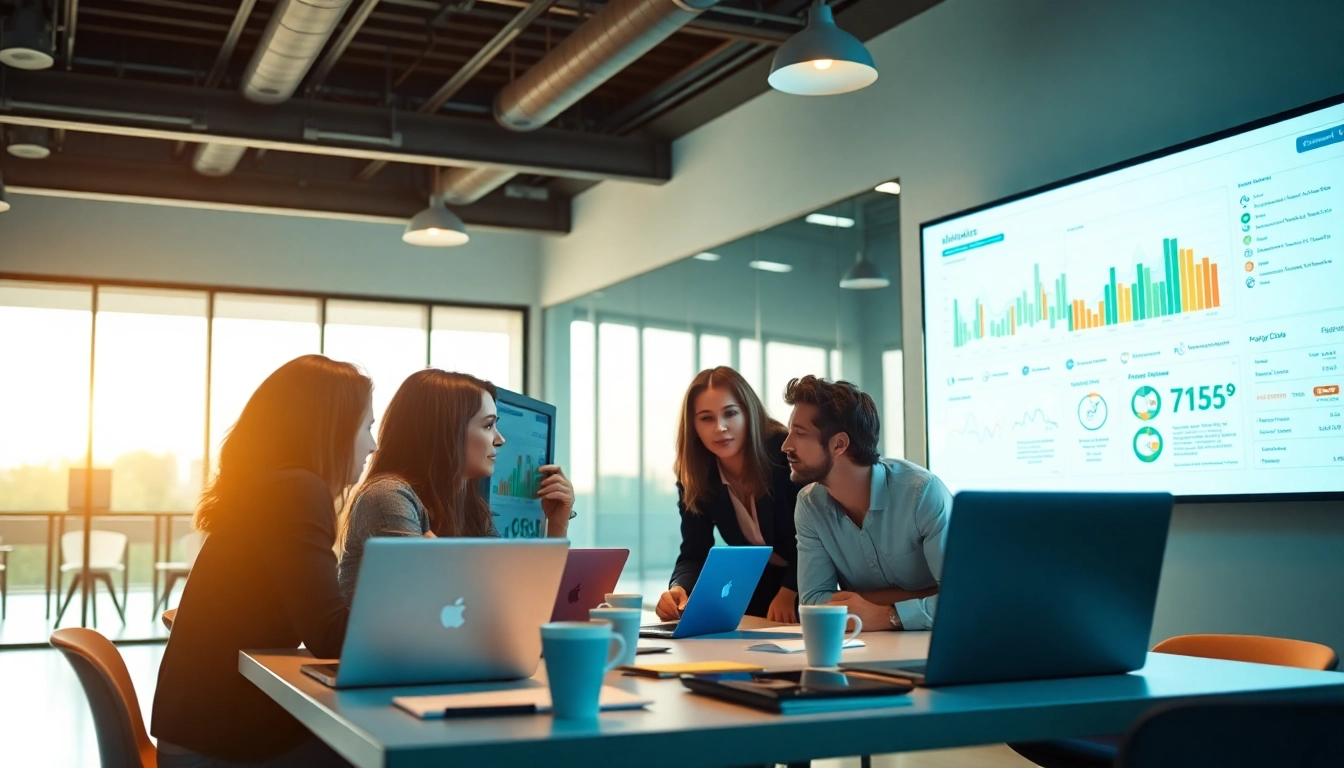 Enhance teamwork and productivity with enterprise assistant software in a vibrant office setting.