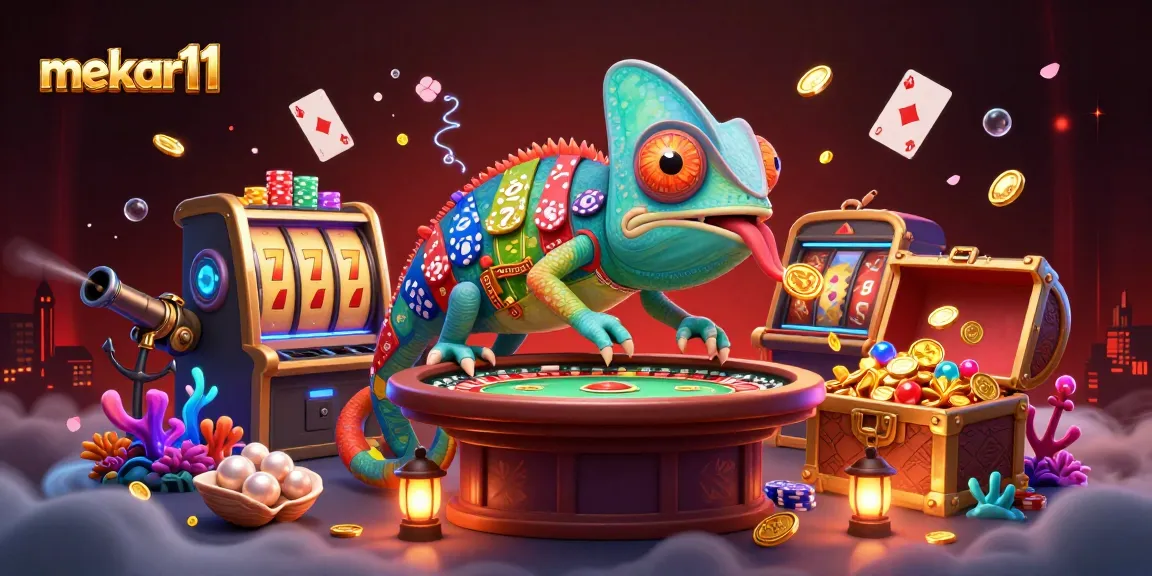 Mekar11 provides players with winning strategies for mastering slot games amidst vibrant casino visuals.