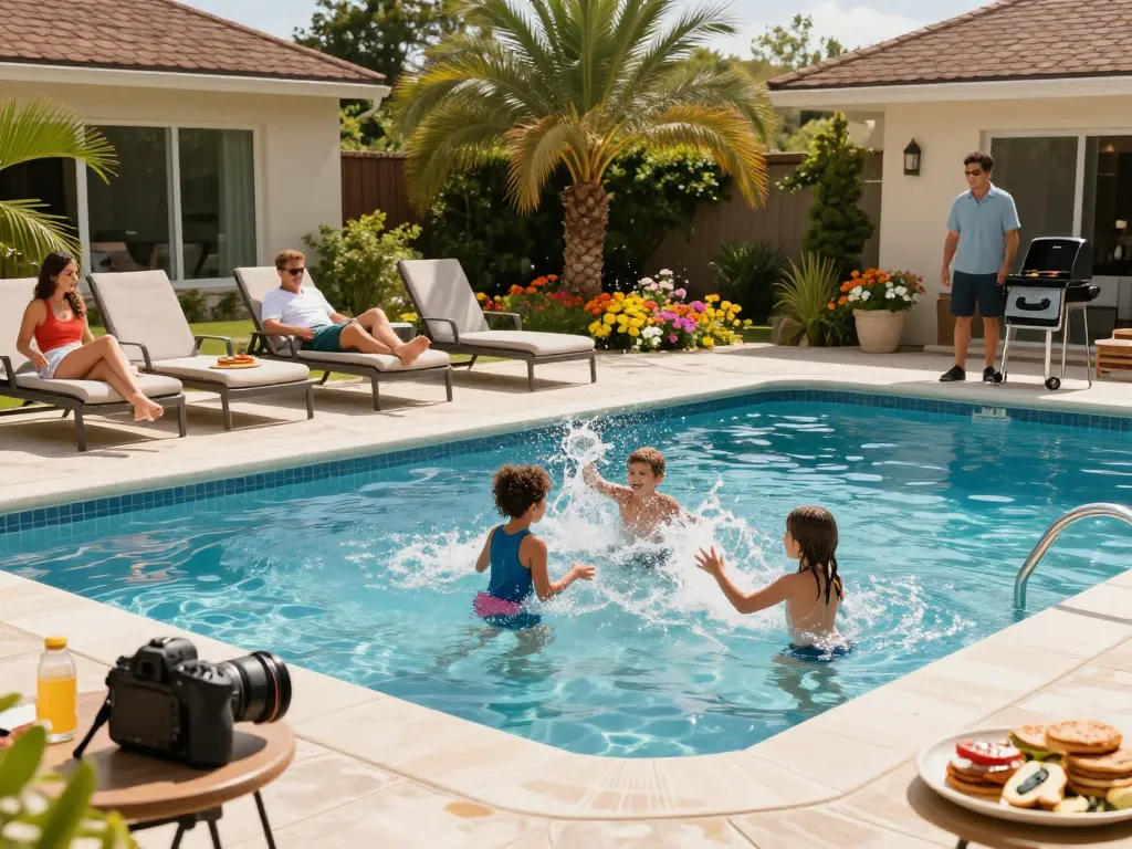 Dolphin Pool Services brings families together for joyful gatherings around a sparkling pool under the sun.