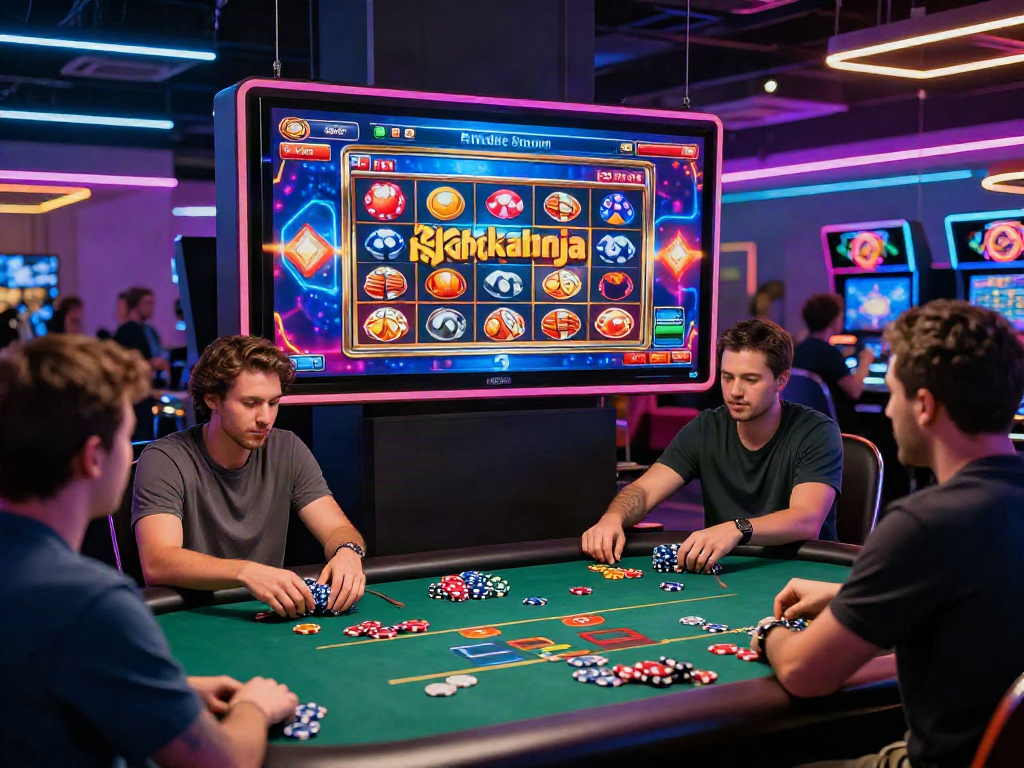 Engaging online gaming scene featuring players enjoying slot kamboja in a vibrant casino environment.