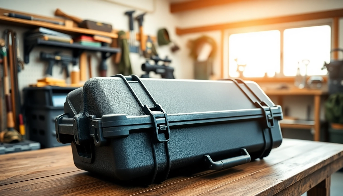 Showcasing a pelican rifle case highlighting its durability and waterproof features.