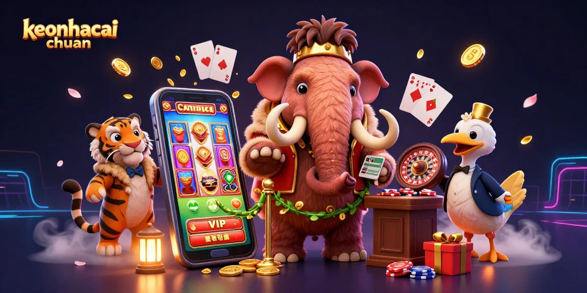 Engage with keonhacai chuan as the woolly mammoth bouncer checks IDs at a vibrant casino entrance.