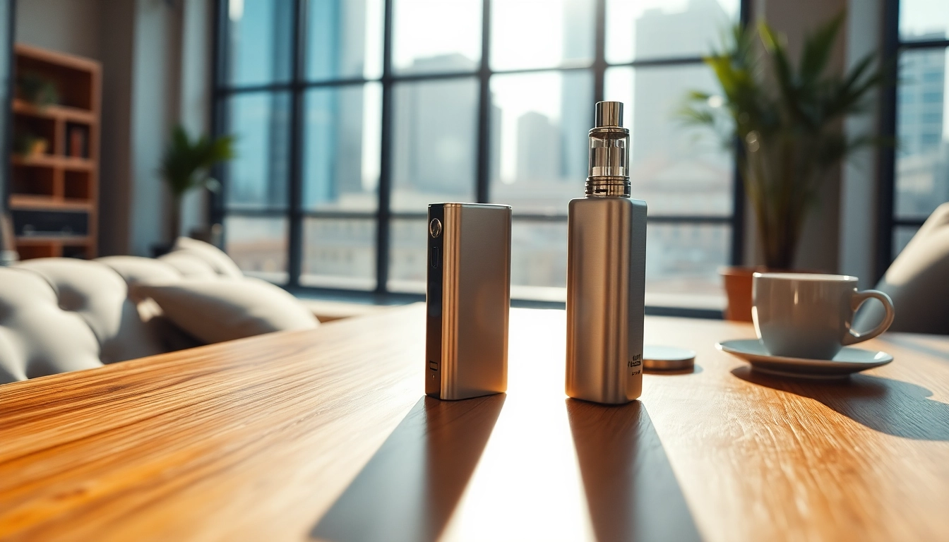 Erleben Sie Oxva in einem eleganten Vaporizer-Setup, stilvoll präsentiert auf einem Holztisch.