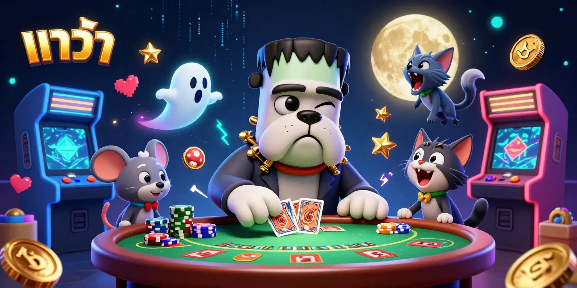 Engage energetically in baccarat with a spooky 3D cartoon scene featuring iconic monsters