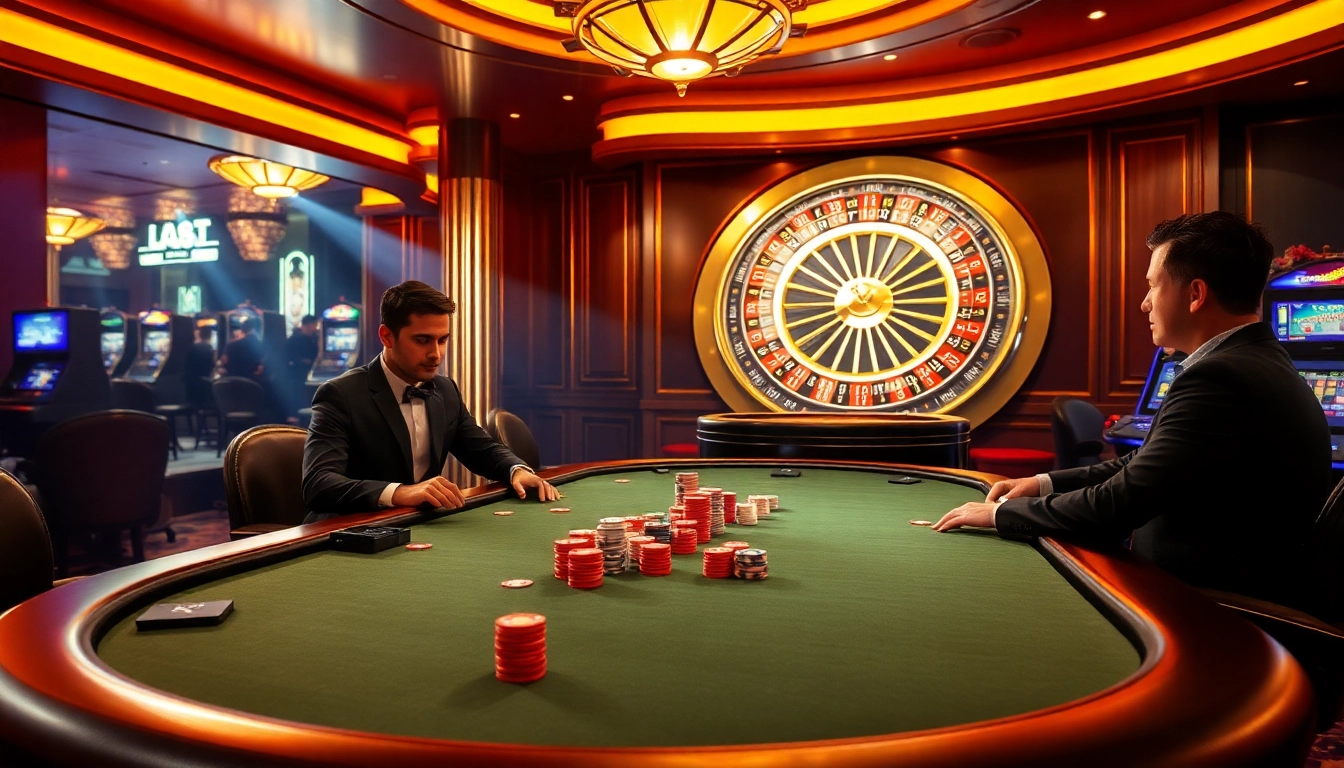 KPI4D poker table game scene with professional players, vibrant colors, and a thrilling atmosphere.