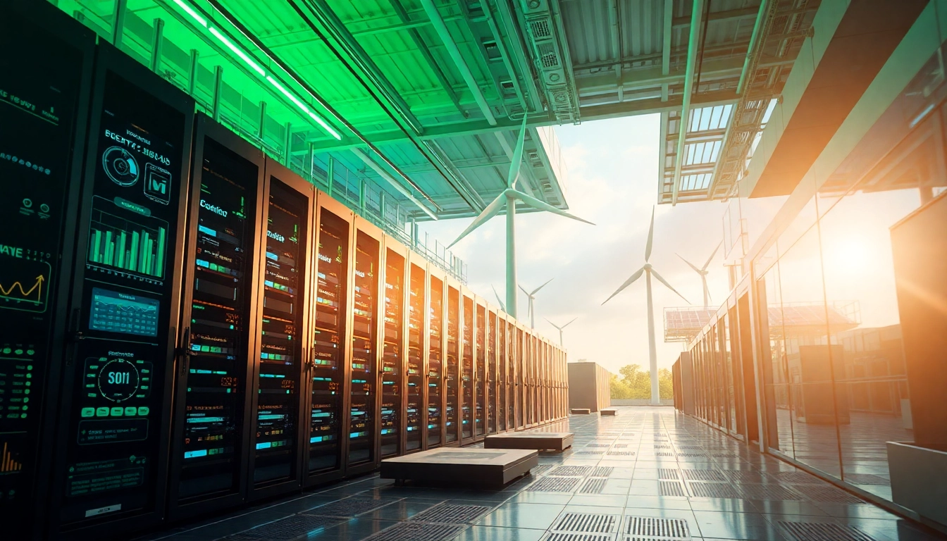 Cluod mining facility powered by renewable energy with advanced AI technology.