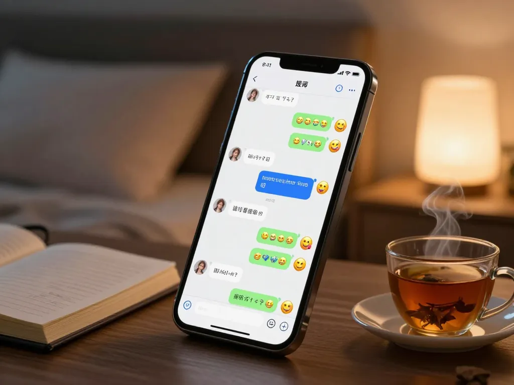 Engaging user experience with sex chat AI on a smartphone in a cozy bedroom.