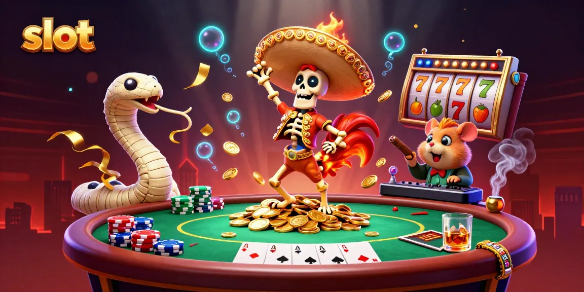 Experience thrilling slot games with this lively scene featuring a skeleton mariachi and vibrant casino elements.