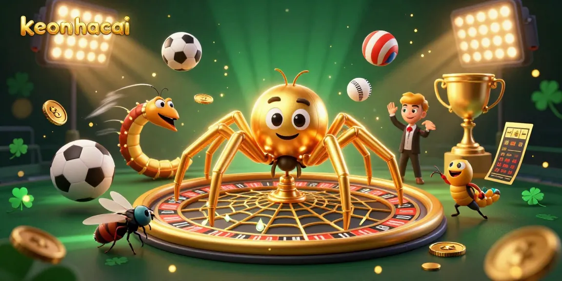 Spin the bets at keonhacai, where a spider croupier showcases a roulette wheel web with sports action!