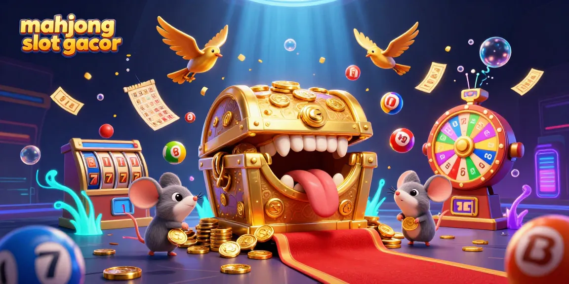 Join the excitement of mahjong slot gacor with vibrant colors and interactive game elements in this detailed 3D illustration.