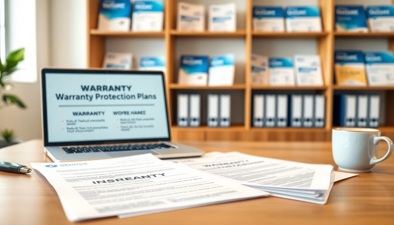 Examine warranty protection plans documentation on a professional desk setup.
