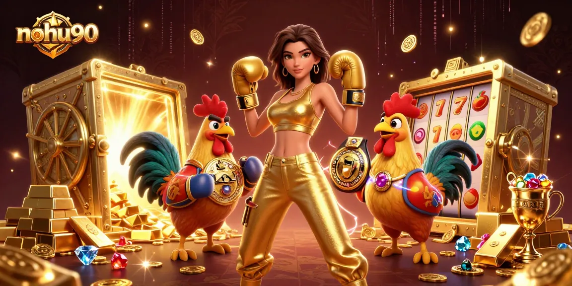 Experience the thrill of nohu90 with immersive slot games and dynamic visuals in this captivating casino illustration.