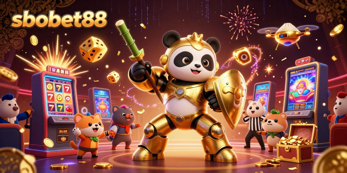 Engage in thrilling sbobet88 gaming experience with vibrant 3D casino illustration depicting excitement!