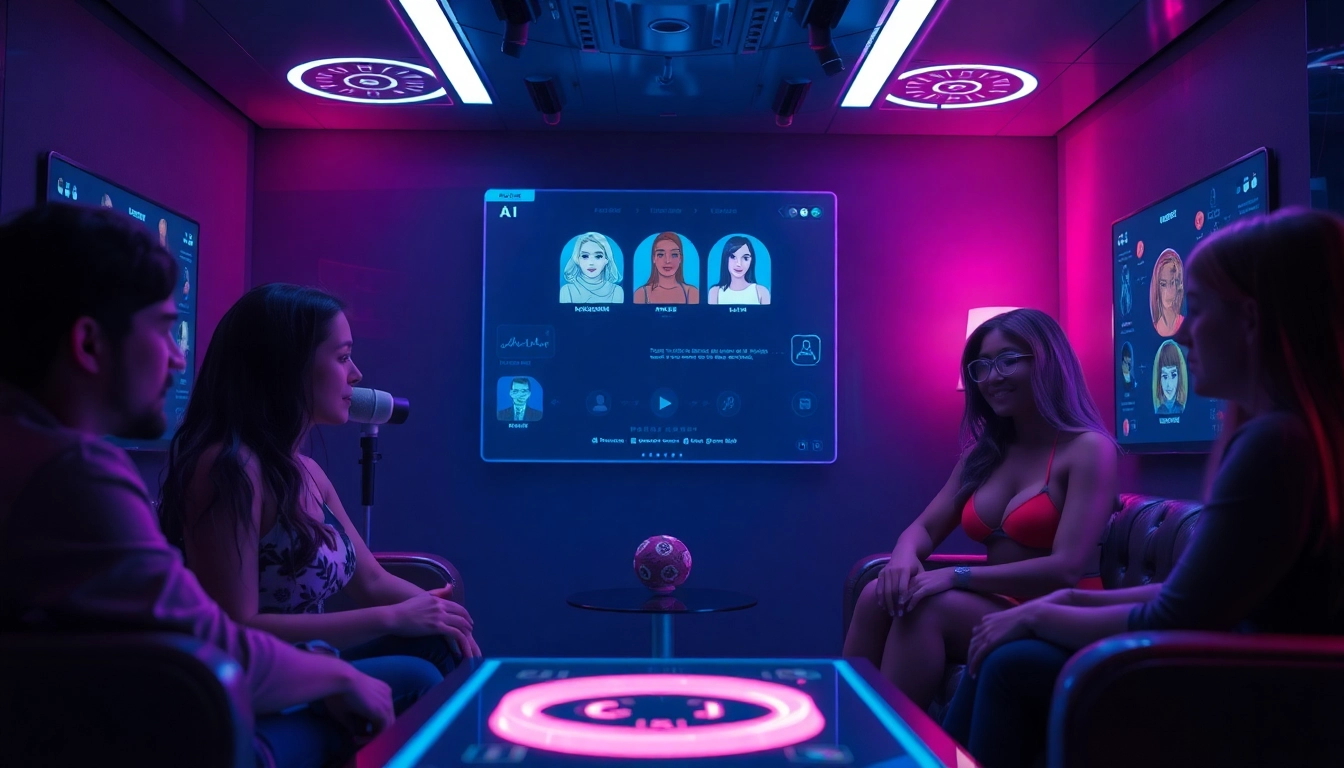 Engaging NSFW AI chatbot interface in a cozy digital lounge setting