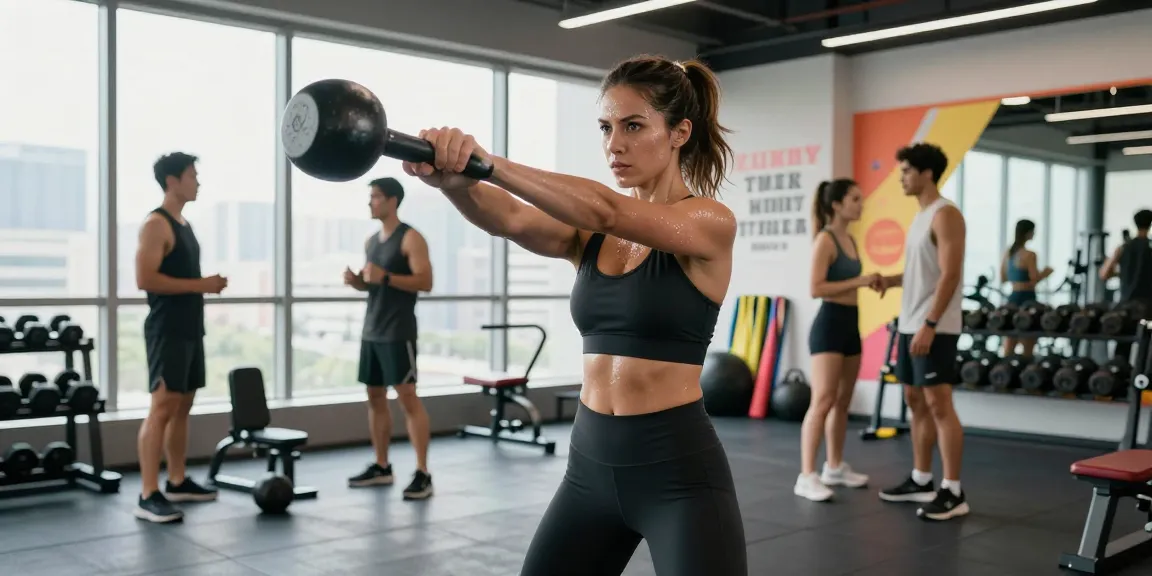 Athletic woman showcasing the best macro tracking app while exercising in a modern gym.