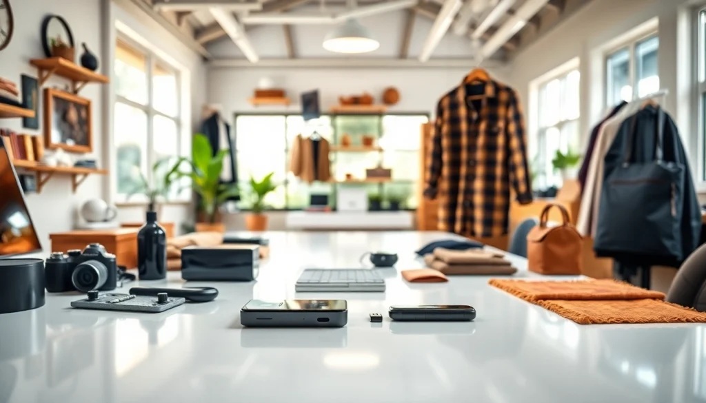 Fotografia di Prodotti che evidenzia articoli in un ambiente elegante e luminoso.