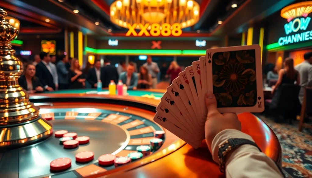 Players at https://xx88.bar/ engage in an exciting roulette game, showcasing vibrant casino ambiance and thrilling stakes.