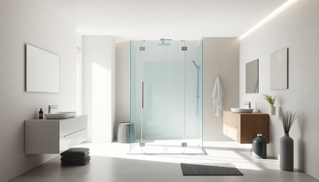 Installer une paroi de douche moderne en verre transparent dans une salle de bains contemporaine.