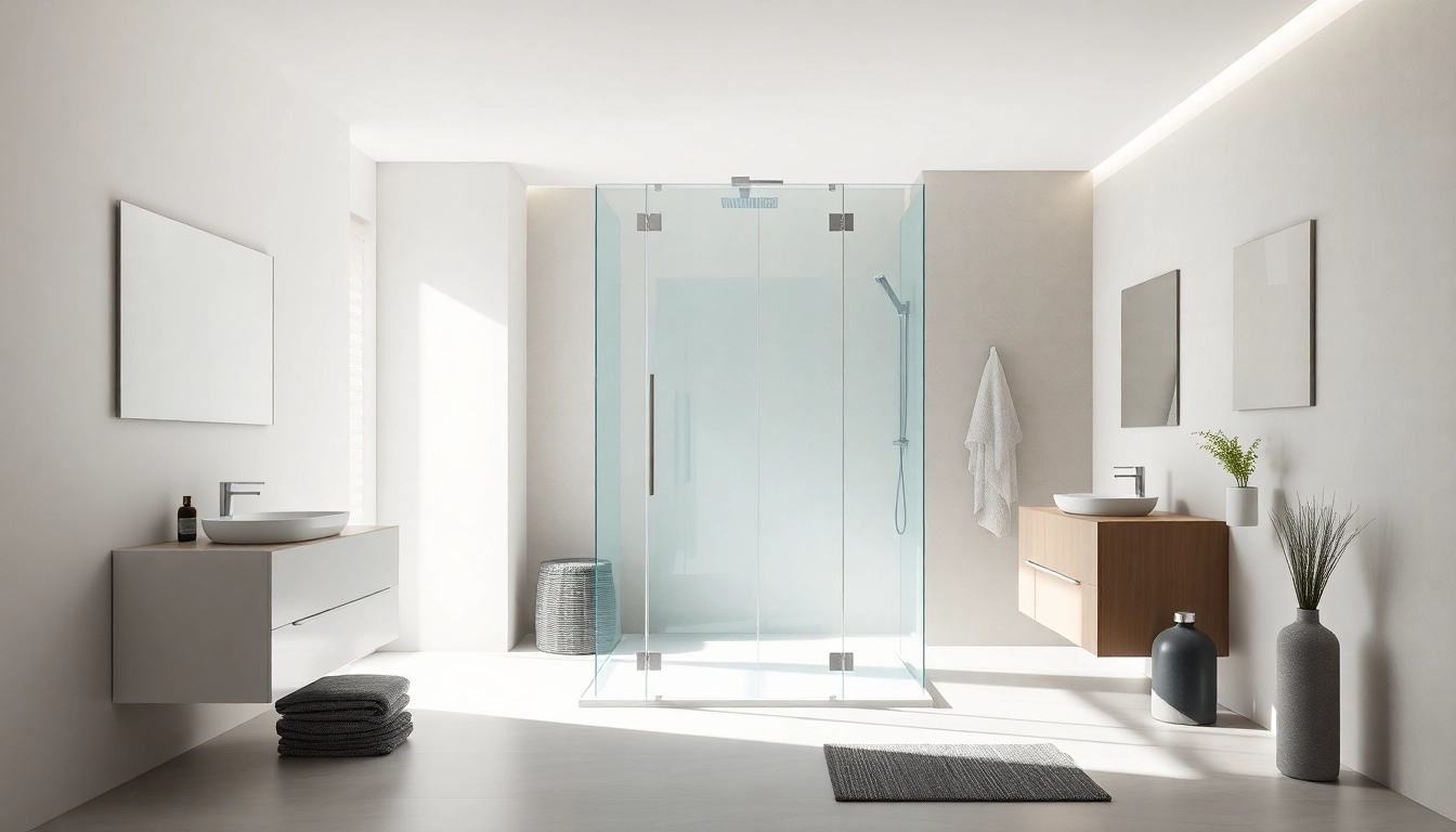 Installer une paroi de douche moderne en verre transparent dans une salle de bains contemporaine.