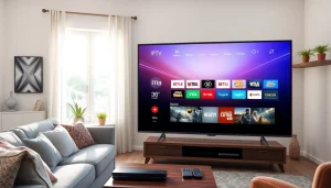 Stream IPTV with a modern setup showcasing iron IPTV on a stylish TV in a cozy living room.
