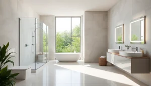 Admire une cabine de douche moderne inspirée par sunny showers france, avec des miroirs LED élégants.