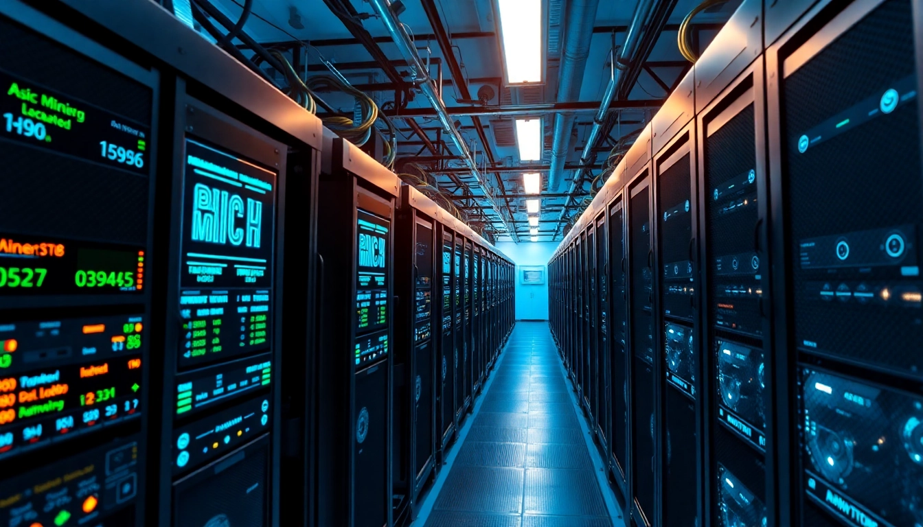 Bitcoin mining facility showcasing advanced ASIC miners in action.