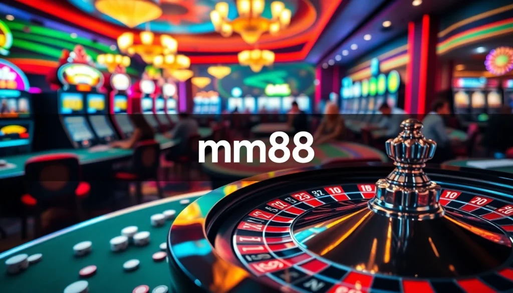 mm88 players enjoy a thrilling moment at the roulette table in a dynamic casino atmosphere.