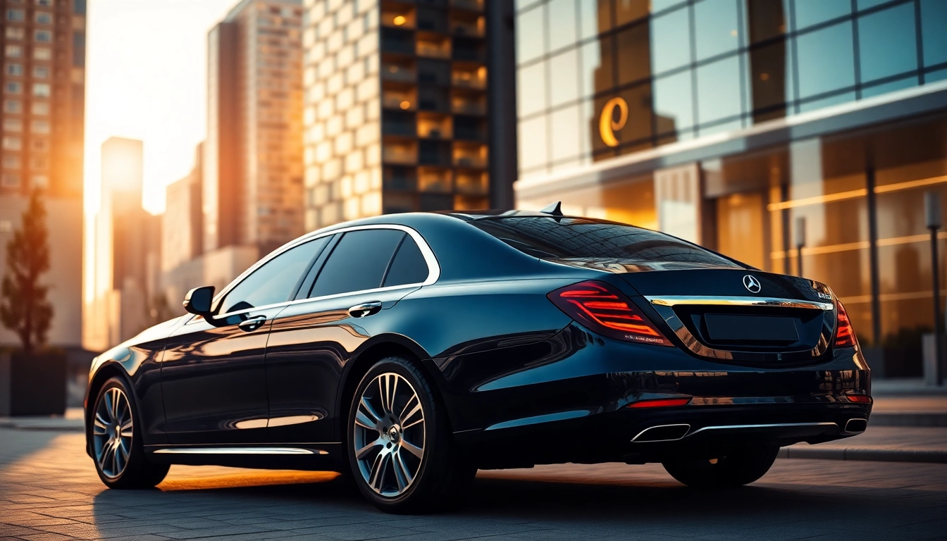 Experience Chauffeur Services Nottingham with a luxury car elegantly parked outside a hotel.