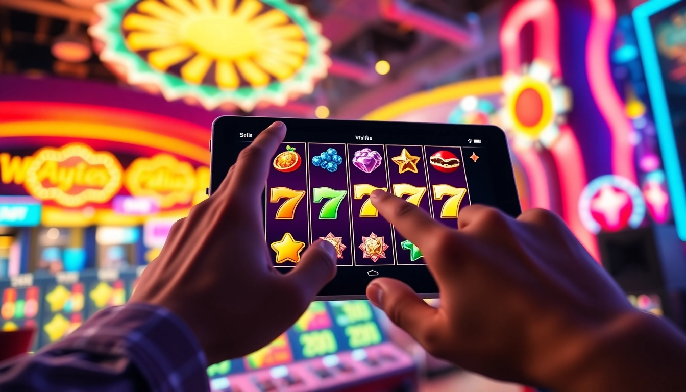 Mainkan slot online dengan antarmuka kasino digital yang berwarna-warni dan menarik.