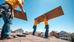 Install high-quality roofing solutions with expert roofers completing a residential project.