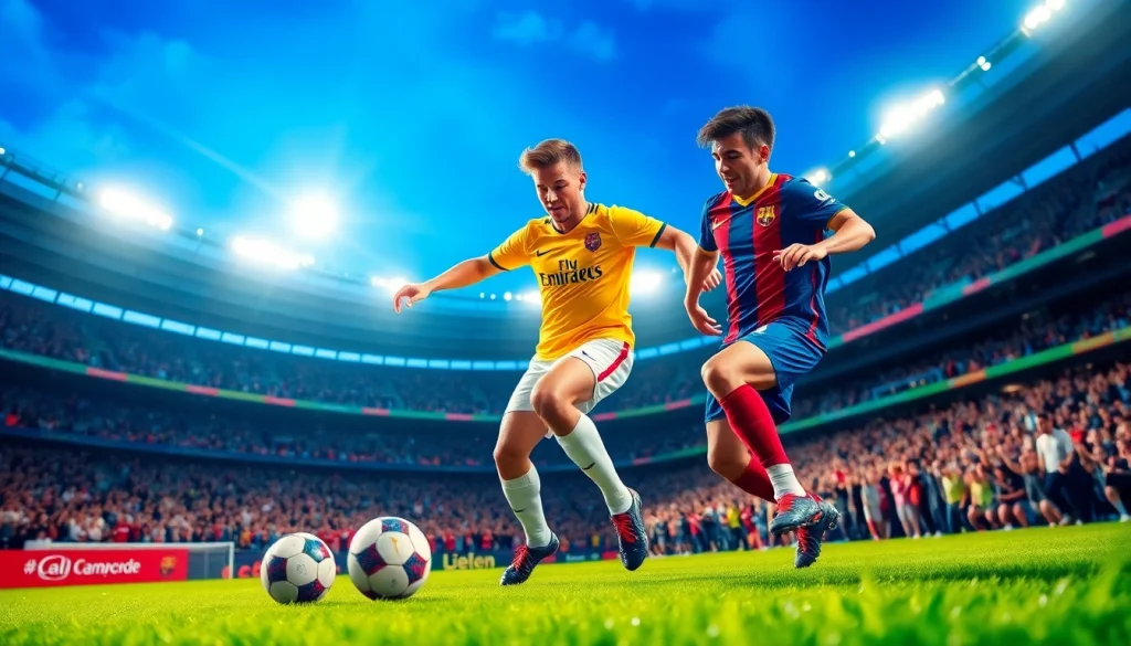 Engage with koora highlights featuring professional soccer players in action on a vibrant pitch.