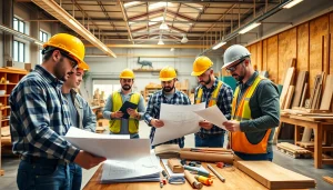 Students learning hands-on skills at construction trade schools in texas in a vibrant workshop environment.