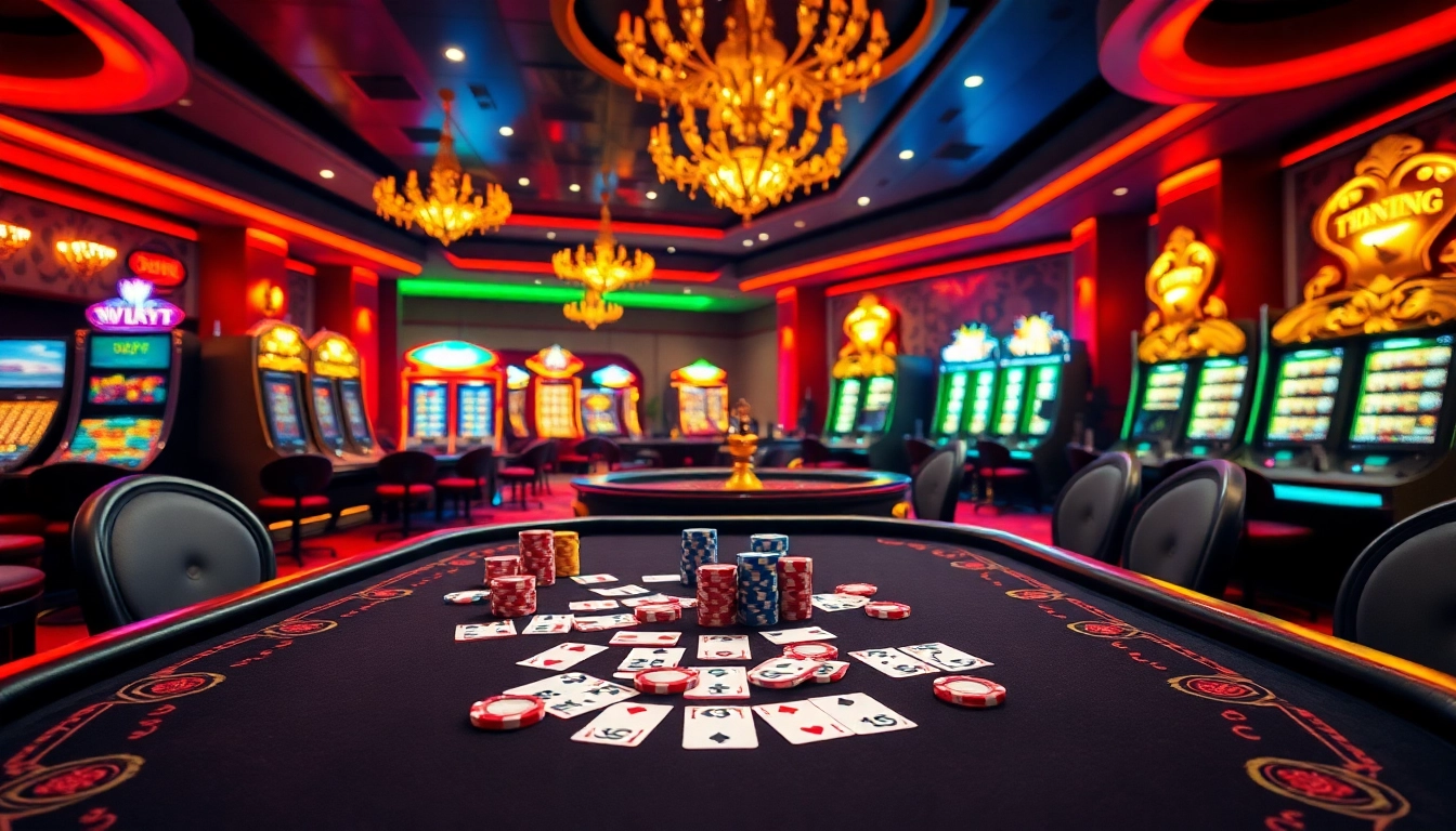 Experience the excitement of F88BET with vibrant casino tables and modern gambling elements.