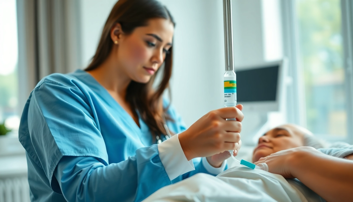 Administering IV Vitamin injections in a professional medical setting, highlighting patient care.
