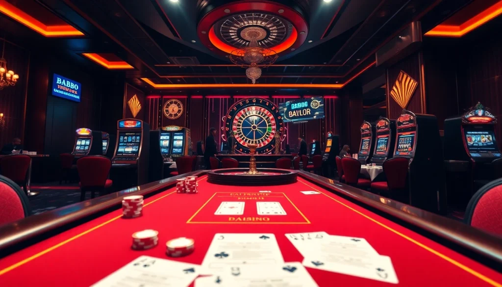 Babu88 players enjoying an engaging casino experience with poker and slot machines.